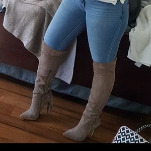 Taupe Suede over the knee boots